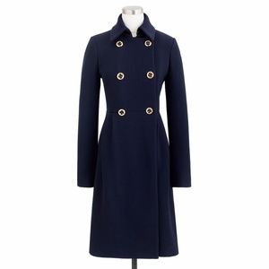JCrew Navy Double Cloth Greatcoat , Size 4